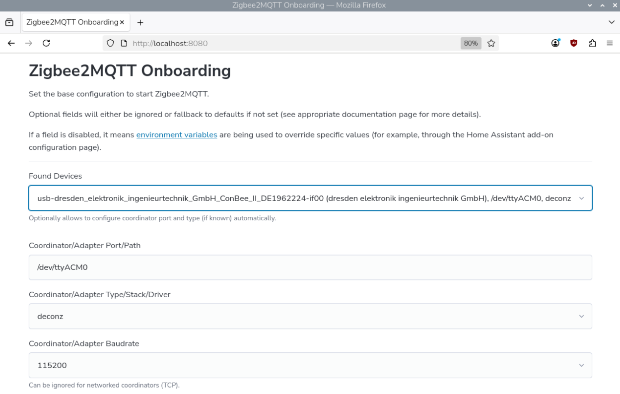 ConBee II Onboarding Selection Adapter