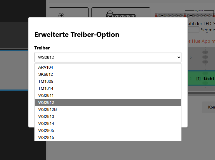 Config-Builder Treiberauswahl