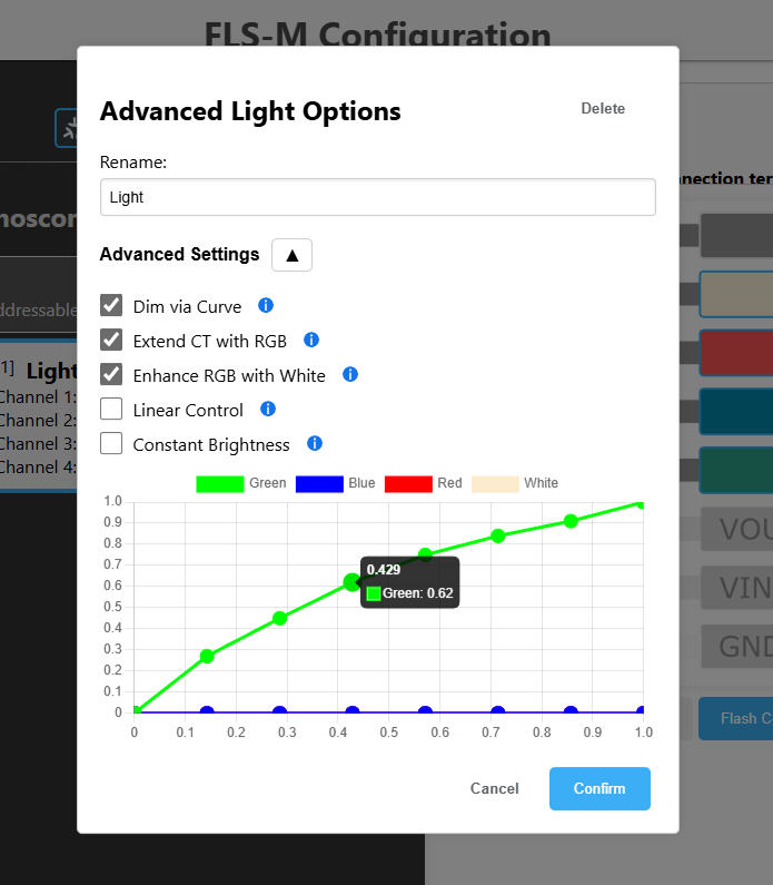 Config-Builder dim curve