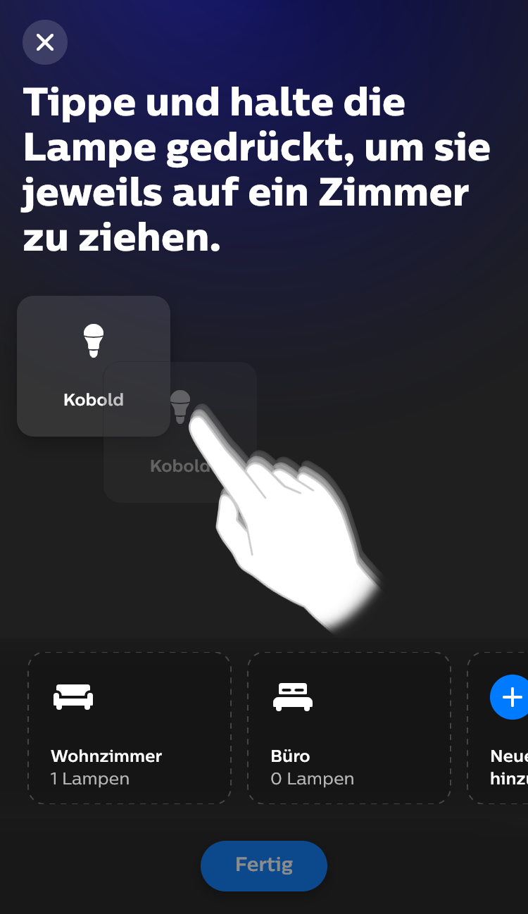 Philips Hue App Licht Raum zuordnen