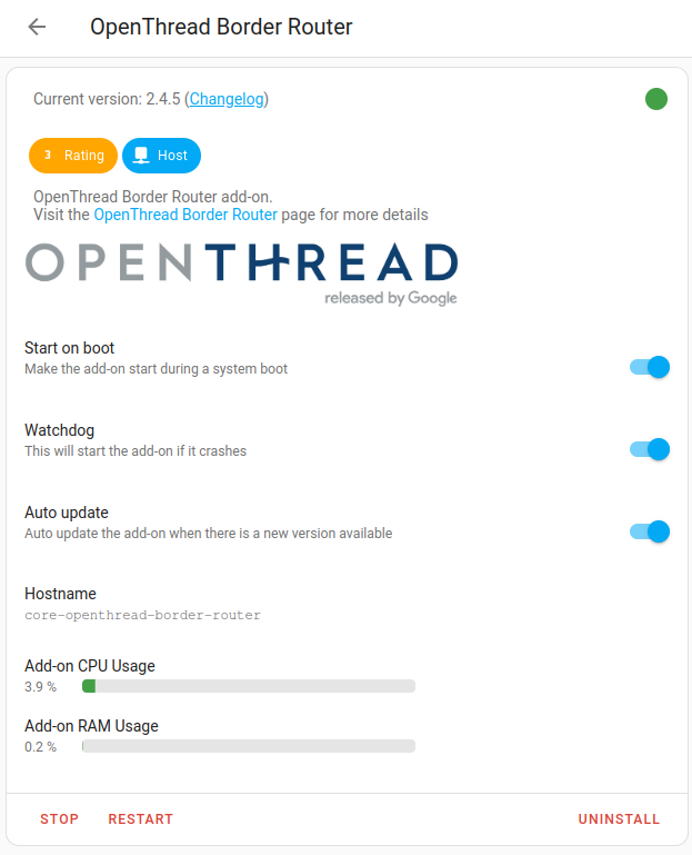 HA OTBR Add-on start