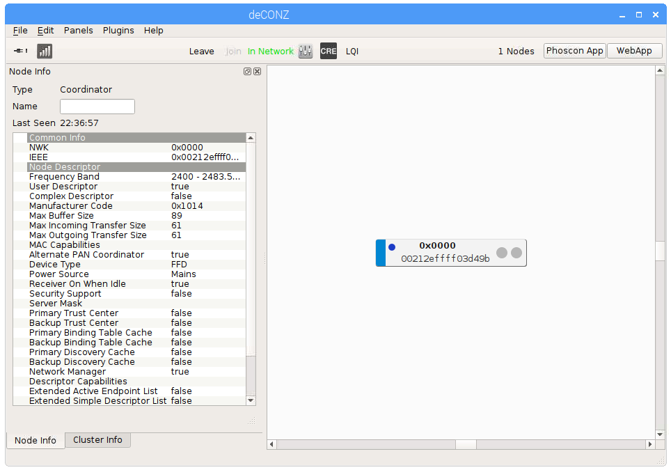 deCONZ Raspbian Screenshot
