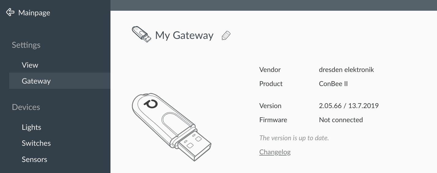 Screenshot: Firmware not connected